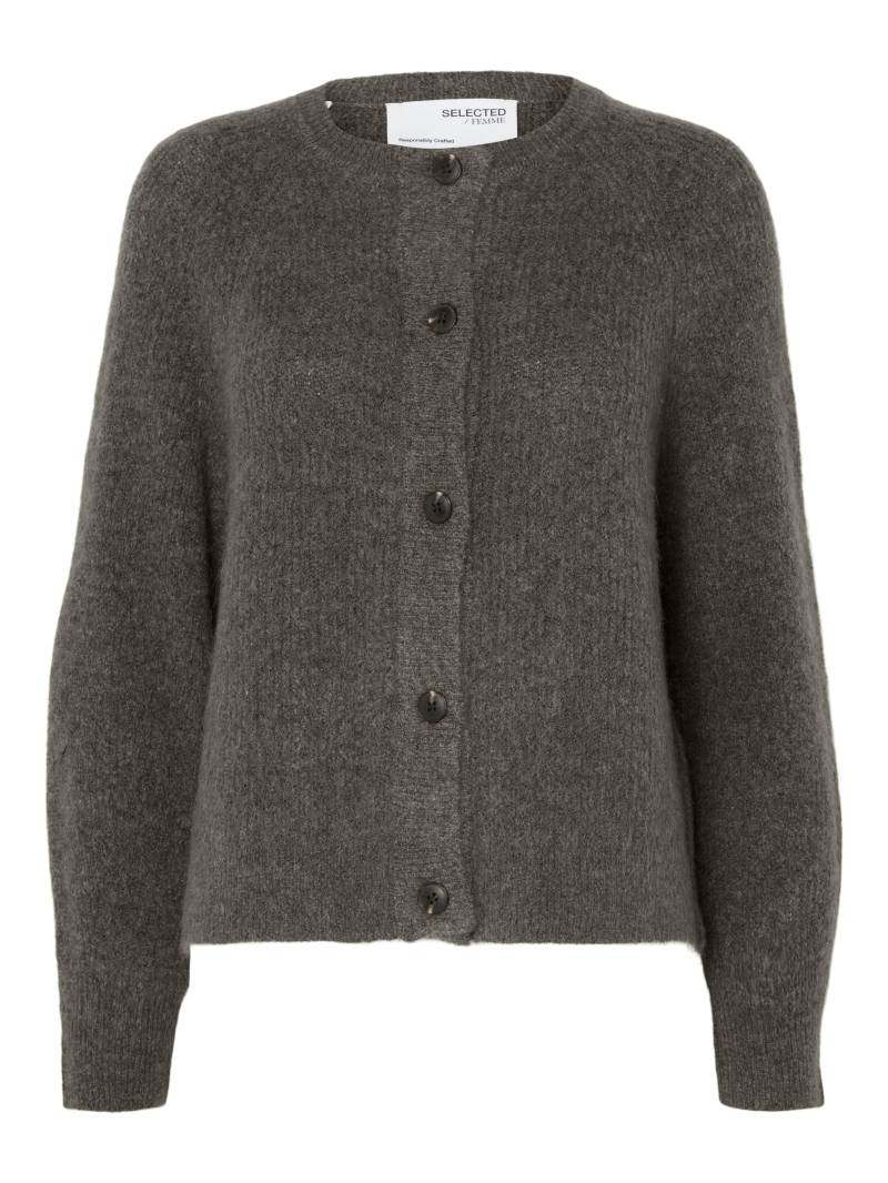 SELECTED WOMEN - SLFLULU LS KNIT SHORT CARDIGAN NOOS medium grey melange - Gr. - M von SELECTED WOMEN