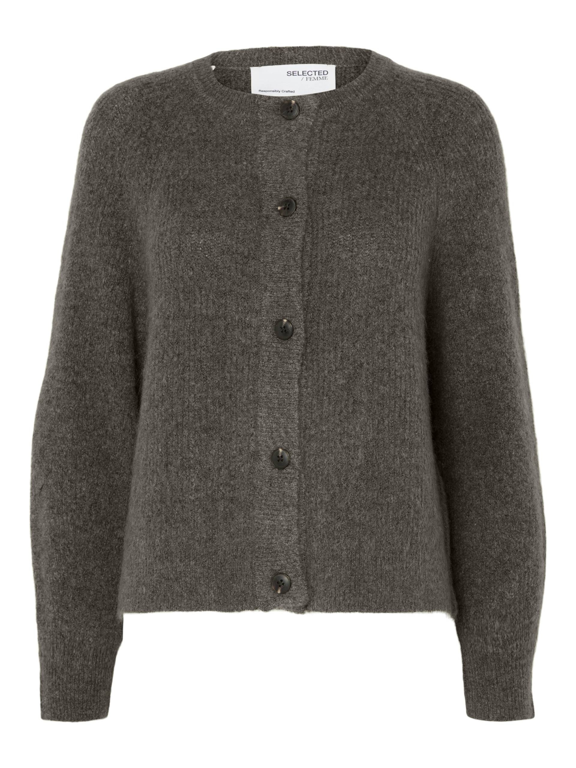 SELECTED WOMEN - SLFLULU LS KNIT SHORT CARDIGAN NOOS medium grey melange - Gr. - XS von SELECTED WOMEN