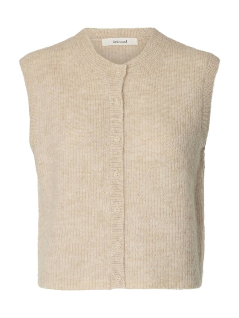 SELECTED WOMEN - SLFLULU SL BUTTON O-NECK VEST NOOS birch - Gr. - S von SELECTED WOMEN