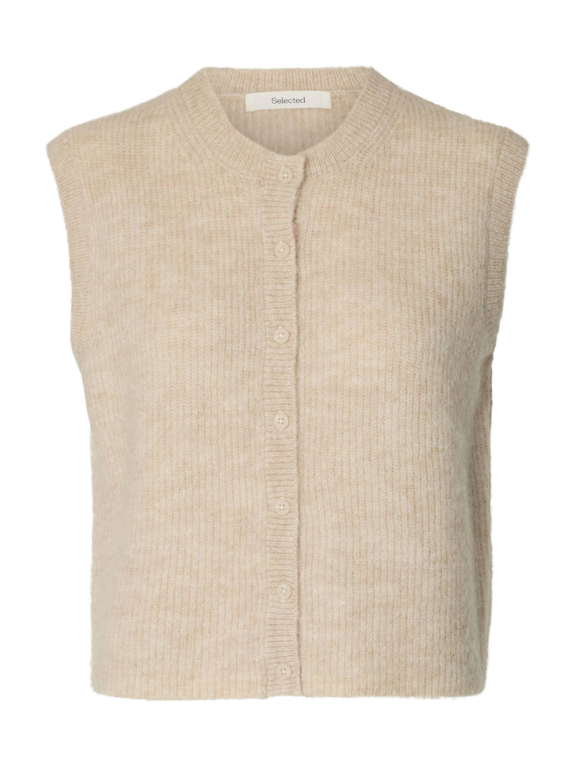 SELECTED WOMEN - SLFLULU SL BUTTON O-NECK VEST NOOS birch - Gr. - XS von SELECTED WOMEN