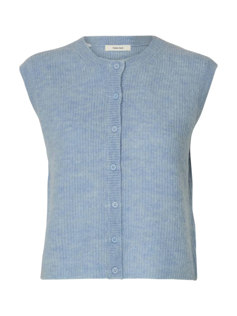 SELECTED WOMEN - SLFLULU SL BUTTON O-NECK VEST NOOS cashmere blue - Gr. - M von SELECTED WOMEN