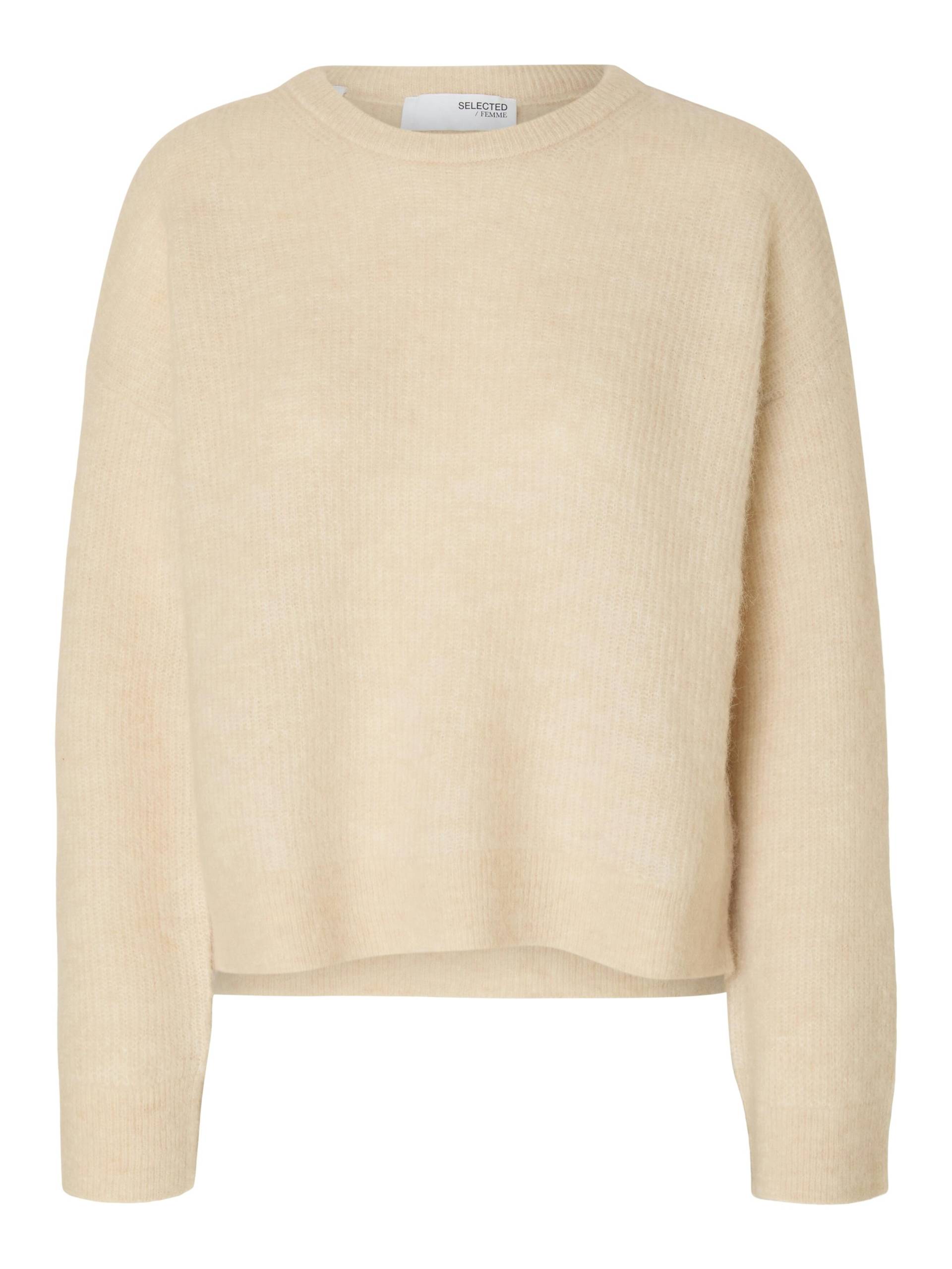 SELECTED WOMEN - SLFSIA RAS LS KNIT NEW O-NECK NOOS birch - Gr. - M von SELECTED WOMEN