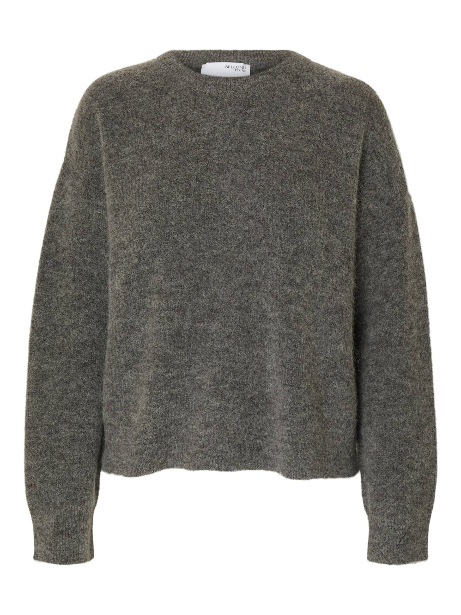 SELECTED WOMEN - SLFSIA RAS LS KNIT NEW O-NECK NOOS medium grey melange - Gr. - L von SELECTED WOMEN