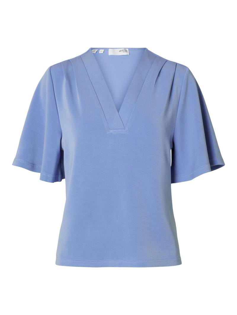 SELECTED WOMEN - SLFTENNY SS V-NECK TOP NOOS cornflower blue - Gr. - L von SELECTED WOMEN