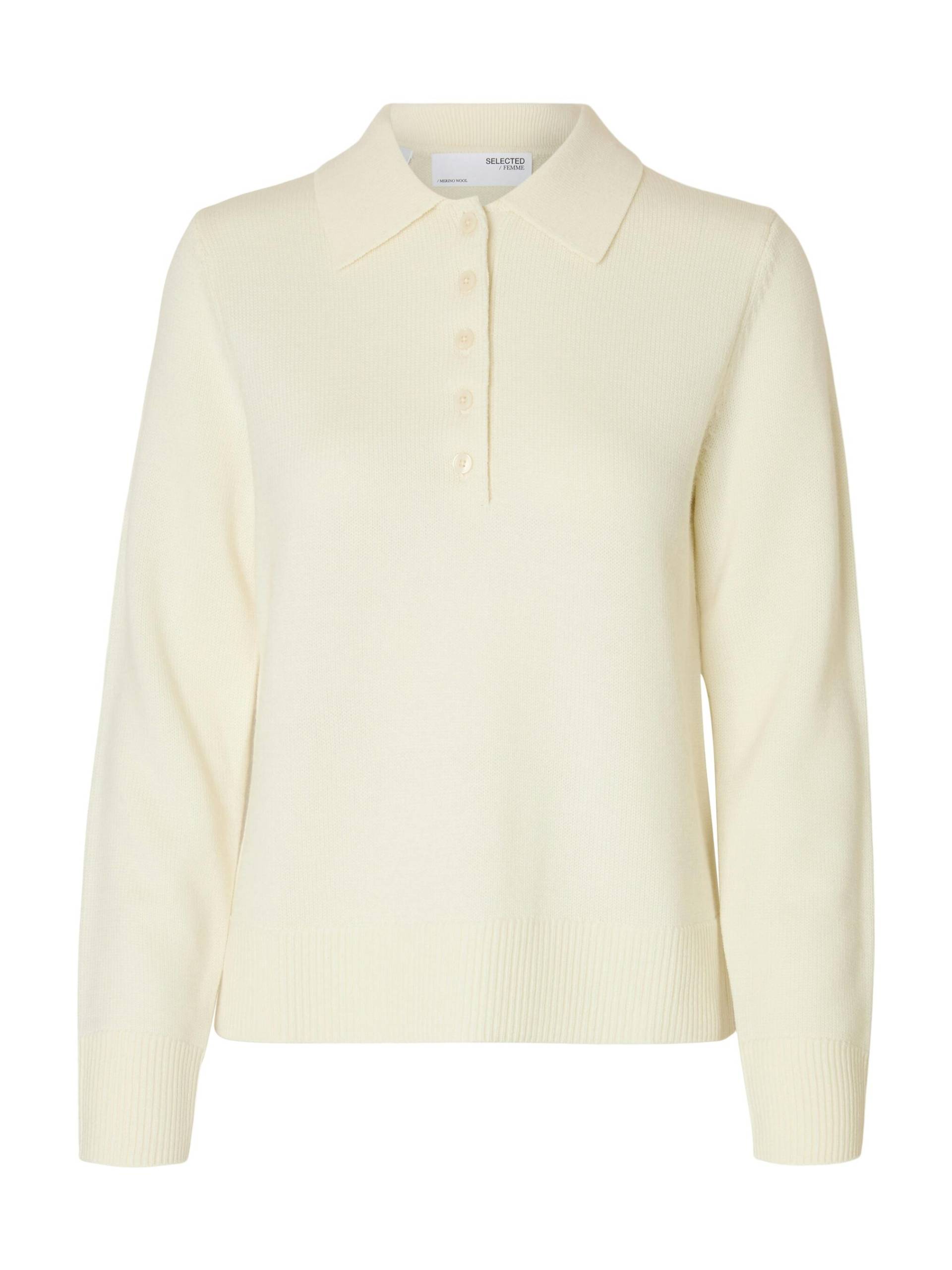 SELECTED WOMEN - SLFTHEA LS KNIT CHUNKY COLLAR NECK snow white - Gr. - L von SELECTED WOMEN