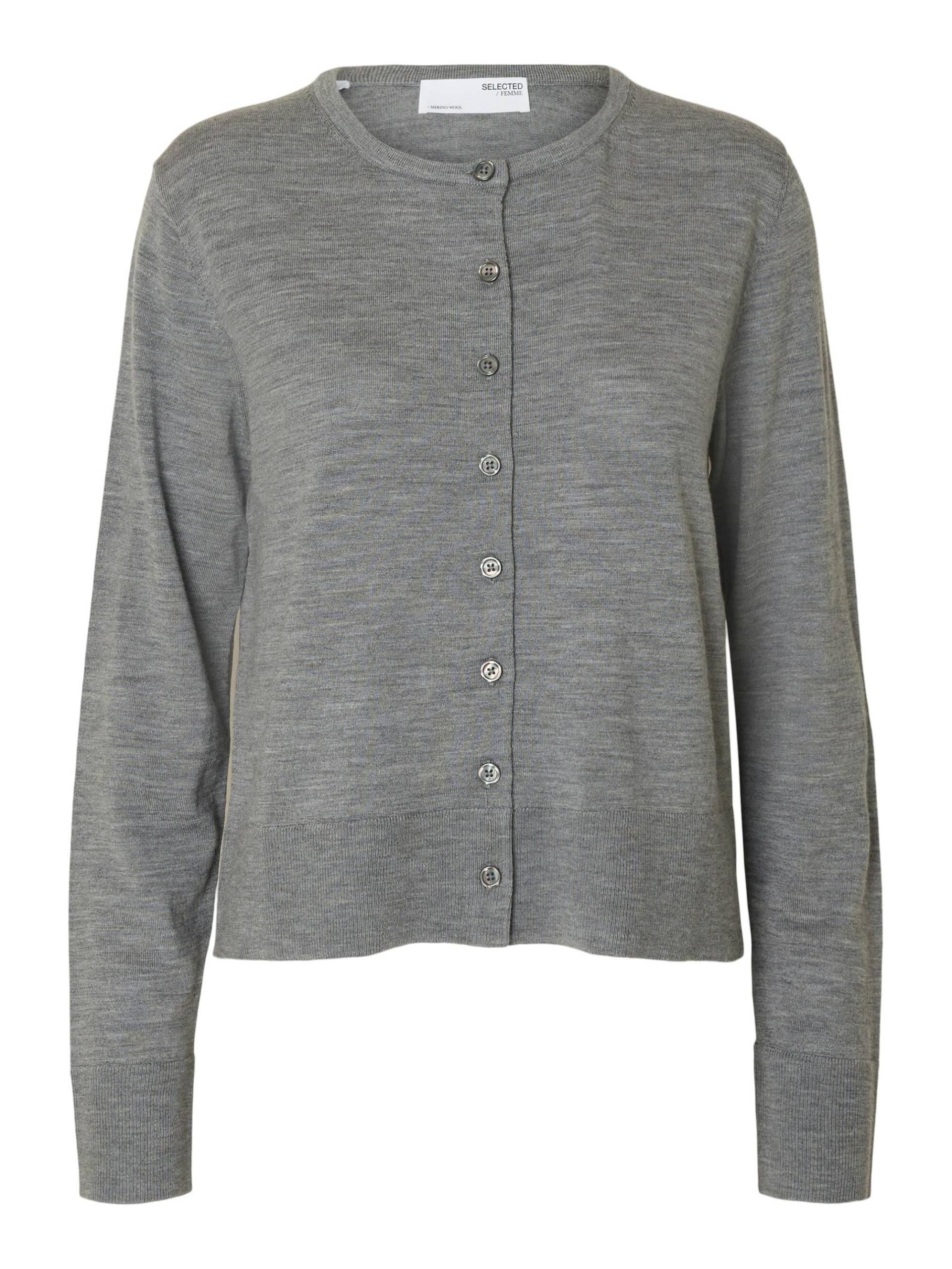 SELECTED WOMEN - SLFTHEA LS KNIT MERINO CARDIGAN NOOS medium grey melange - Gr. - M von SELECTED WOMEN