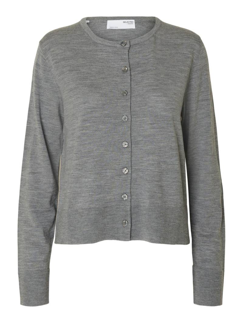 SELECTED WOMEN - SLFTHEA LS KNIT MERINO CARDIGAN NOOS medium grey melange - Gr. - XS von SELECTED WOMEN
