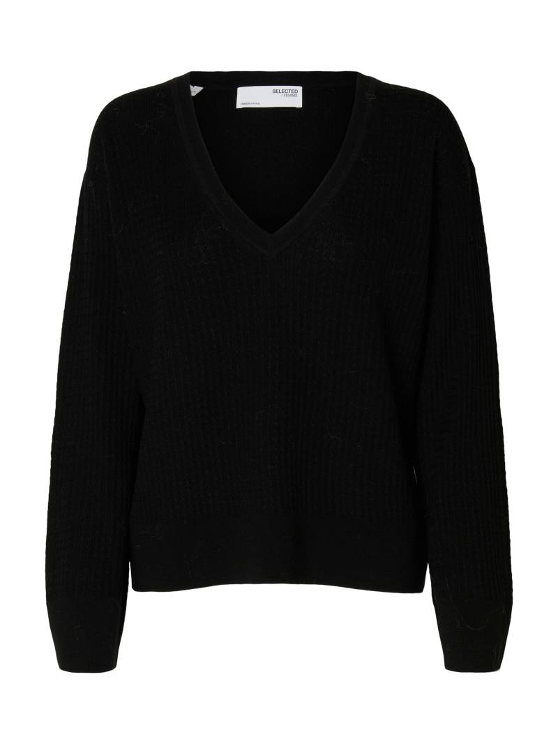 SELECTED WOMEN - SLFTHEA LS KNIT MERINO DEEP V-NECK black - Gr. - L von SELECTED WOMEN
