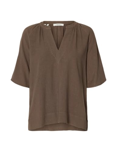 Slfviva 2/4 V-Neck Linen Blend Top Noos von SELECTED WOMEN