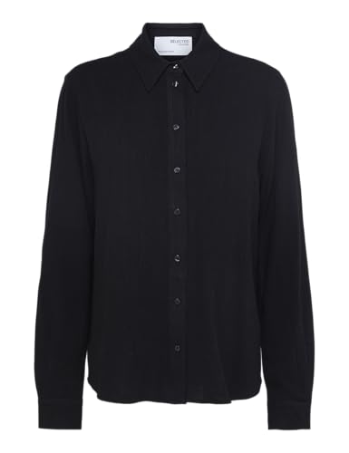 Selected Damen Hemd Bluse Legere Sommer Tunika Canvas Shirt Langarm Oberteil, Farben:Schwarz-2, Größe:34 von SELECTED FEMME
