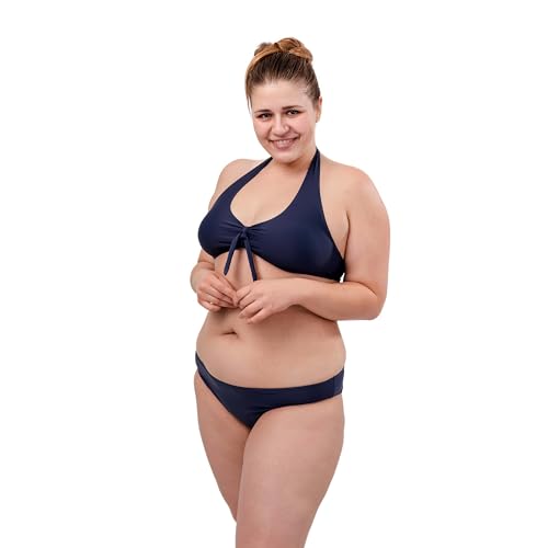 SELENACARE Perioden Bikini Neckholder für Damen/Teenager: Mini Periodenhose für extra Schutz am Strand, auslaufsicher, nachhaltig, Period Swimwear, Größe M (EU 36/38), Navy Blue von SELENACARE