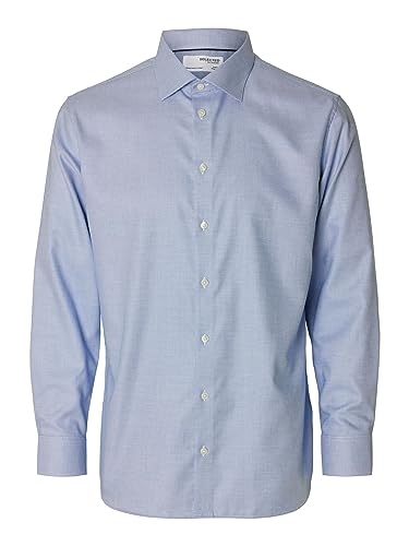 SELECTED HOMME Herren Slhregduke-non Iron Shirt Ls Noos, Medium Blue Denim, S von SELECTED HOMME