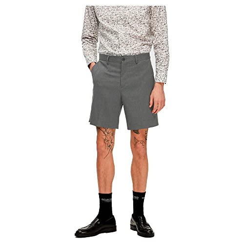 SELECTED HOMME Herren Slhslim-adam Shorts B Noos, Medium Grey Melange/Pattern:herringbone, L von SELETED HOMME