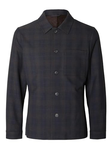 SELETED HOMME Herren SLH-Robert des HYBRID BLZ NOOS Jacke, Navy Blazer/Checks:Brown, XL von SELETED HOMME