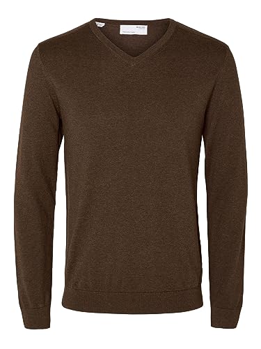 SELETED HOMME Herren SLHBERG LS Knit V-Neck NOOS Pullover, Demitasse/Detail:Melange, Large von SELETED HOMME