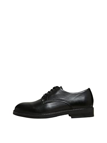 SELETED HOMME Herren SLHBLAKE Leather Derby Shoe NOOS O Halbschuhe, Black, 41 EU von SELETED HOMME