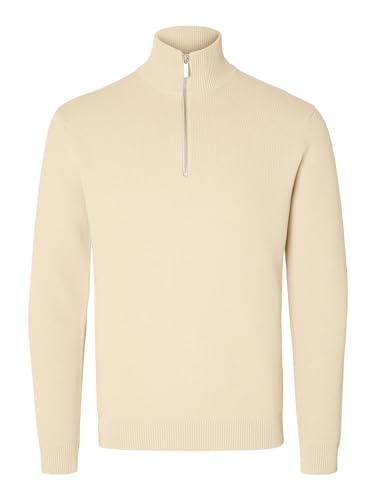 SELETED HOMME Herren SLHDANE LS Knit Structure Half Zip NOOS Strickpullover, Oatmeal, Medium von SELECTED HOMME