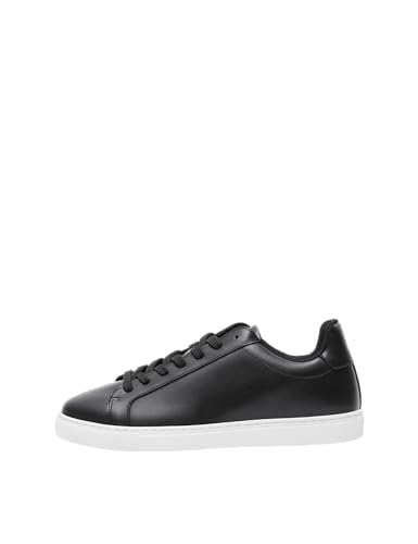 SELETED HOMME Herren SLHEVAN New Leather NOOS O Sneaker, Black, 45 EU von SELECTED HOMME