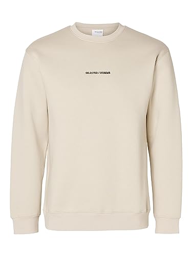 SELETED HOMME Herren SLHHANKIE Logo Crew Neck Sweat NOOS Sweatshirt, Oatmeal, XL von SELECTED HOMME