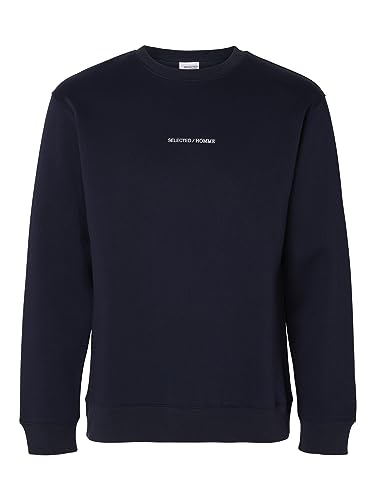 SELETED HOMME Herren SLHHANKIE Logo Crew Neck Sweat NOOS Sweatshirt, Sky Captain, M von SELECTED HOMME