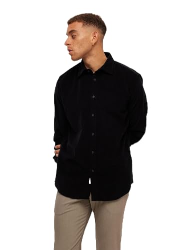 SELETED HOMME Herren SLHREGOWEN-Cord Shirt LS NOOS Langarmhemd, Black, XL von SELECTED HOMME