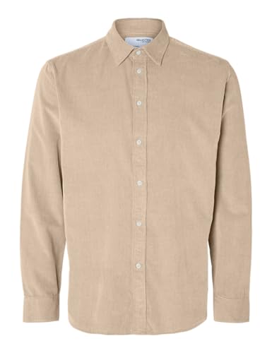 SELETED HOMME Herren SLHREGOWEN-Cord Shirt LS NOOS Langarmhemd, Breen/Detail:Oatmeal, S von SELECTED HOMME