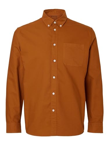 SELETED HOMME Herren SLHREGRICK-OX Shirt LS NOOS Hemd, Sugar Almond/Detail:Bright White, L von SELETED HOMME