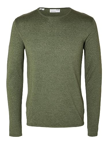 SELETED HOMME Herren SLHROME LS Knit Crew Neck NOOS Pullover, Agave Green/Detail:Melange, Large von SELETED HOMME