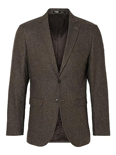SELETED HOMME Herren SLHSLIM-ISAC Brown STRUC BLZ B NOOS Jackenblazer, Brownie, 48 von SELETED HOMME