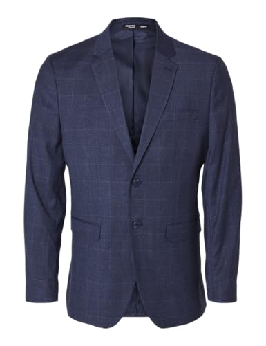 SELETED HOMME Herren SLHSLIM-Neil Check BLZ NOOS Blazer, Dark Blue/Checks:Check, 52 von SELETED HOMME
