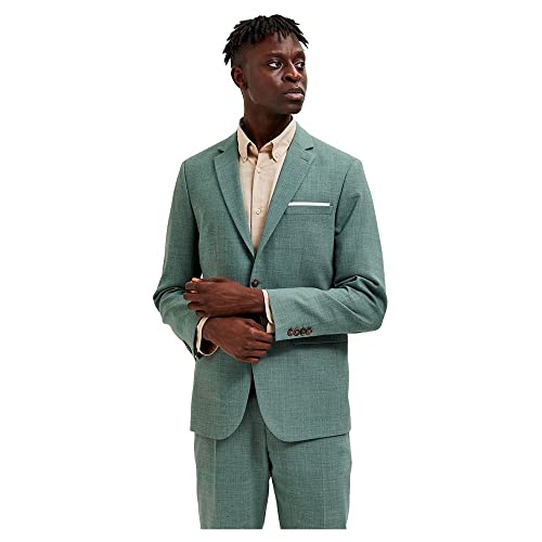 SELETED HOMME Herren SLHSLIM-Oasis Linen BLZ NOOS Anzugjacke, Light Green Melange, 44 von SELECTED HOMME