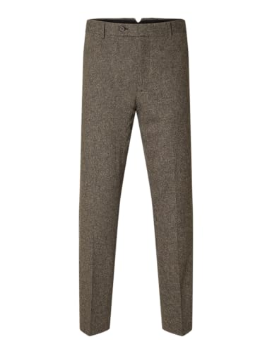SELETED HOMME Herren SLHSLIM-Reed Wool TRS NOOS Hose, Brownie/Detail:Structure, 48 von SELETED HOMME