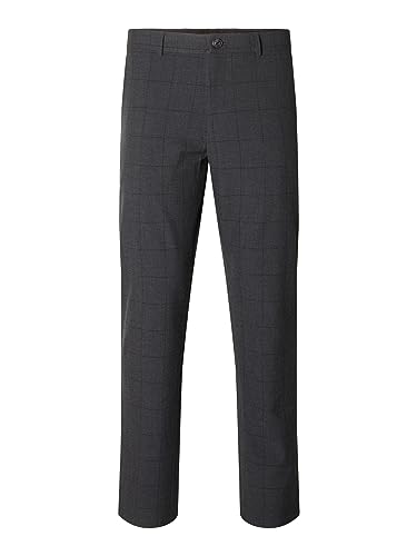 SELETED HOMME Herren SLHSLIM-Robert des Flex 175 Pants NOOS Hose, Grey/Checks:Navy, 36 W/34 L von SELETED HOMME