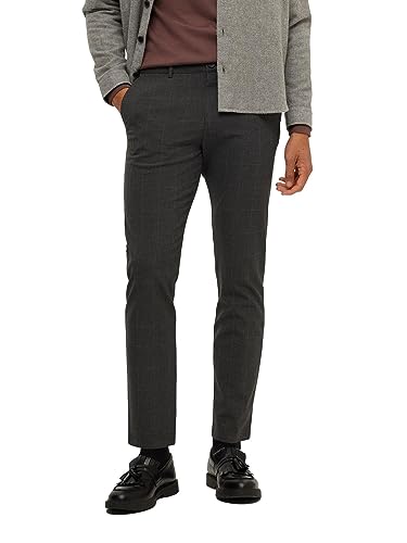 SELETED HOMME Herren SLHSLIM-Robert des Flex 175 Pants NOOS Hose, Grey Melange/Checks:Grey, 32W x 32L von SELETED HOMME