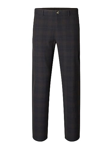 SELETED HOMME Herren SLHSLIM-Robert des Flex 175 Pants NOOS Hose, Navy Blazer/Checks:Brown, 33W x 34L von SELETED HOMME