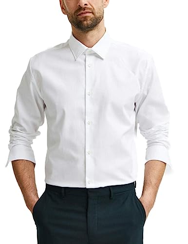 SELETED HOMME Herren SLHSLIMETHAN Shirt LS Classic NOOS Hemd, Bright White/Stripes:Thin, XL von SELETED HOMME