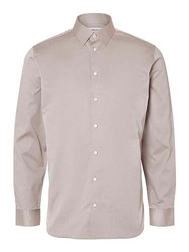 SELETED HOMME Herren SLHSLIMETHAN Shirt LS Classic NOOS Hemd, Pure Cashmere, L von SELETED HOMME