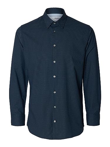 SELETED HOMME Herren SLHSLIMSOHO-Detail Shirt LS NOOS Hemd, Navy Blazer/AOP:AOP, XL von SELECTED HOMME