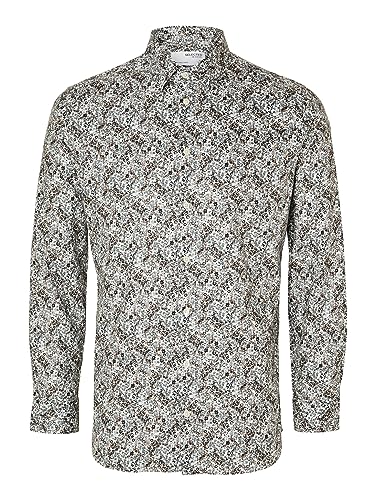 SELETED HOMME Herren SLHSLIMSOHO-Ethan Shirt LS NOOS Hemd, Bright White/AOP:Medium AOP, S von SELETED HOMME