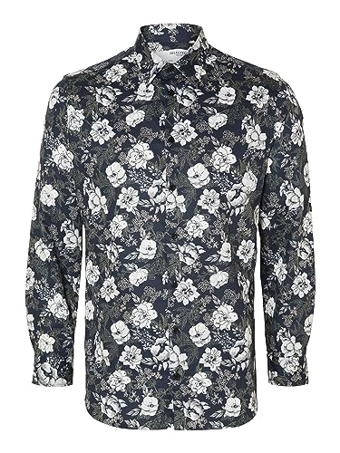 SELETED HOMME Herren SLHSLIMSOHO-Ethan Shirt LS NOOS Hemd, Dark Sapphire/AOP:Big AOP, XL von SELETED HOMME