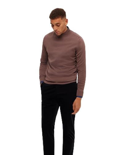 SELETED HOMME Herren SLHTOWN Merino Coolmax Knit Mock B NOOS Pullover, Peppercorn/Detail:Melange, Large von SELETED HOMME