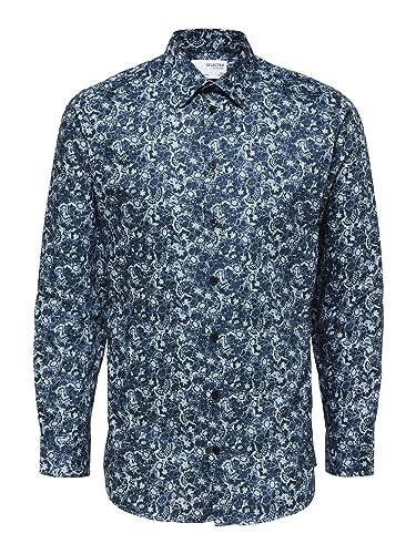 SELETED HOMME Herren Slhslimsoho-ethan-aop Shirt Ls B Noos Hemd, Moonlit Ocean/Aop:aop, M EU von SELECTED FEMME