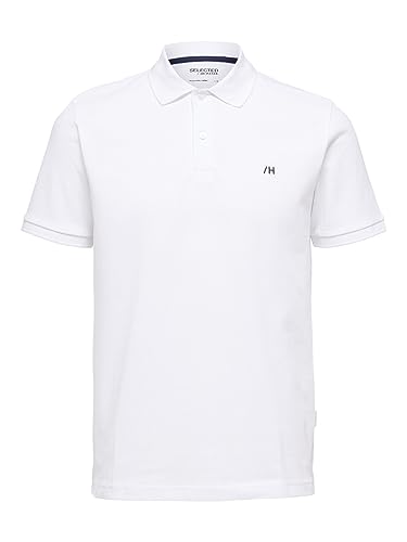 SELETED HOMME Men's SLHDANTE SS Polo W NOOS T-Shirt, Bright White, L von SELECTED FEMME