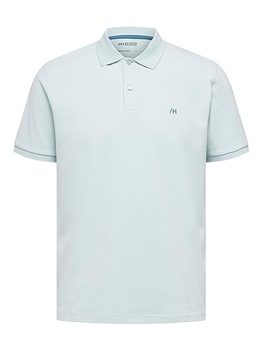 SELETED HOMME Men's SLHDANTE SS Polo W NOOS T-Shirt, Harbor Gray, M von SELETED HOMME