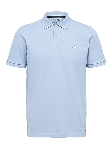 SELETED HOMME Men's SLHDANTE SS Polo W NOOS T-Shirt, Skyway/Detail:Melange, S von SELETED HOMME