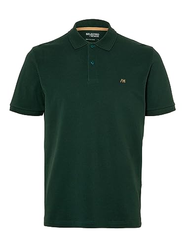 SELETED HOMME Men's SLHDANTE SS Polo W NOOS T-Shirt, Trekking Green, M von SELECTED HOMME