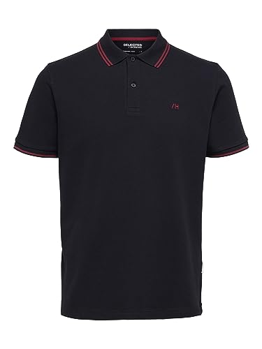 SELETED HOMME Men's SLHDANTE Sport SS Polo W NOOS T-Shirt, Black, M von SELETED HOMME