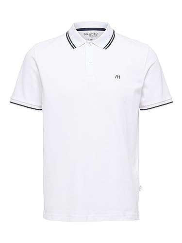 SELETED HOMME Men's SLHDANTE Sport SS Polo W NOOS T-Shirt, Bright White, L von SELECTED FEMME