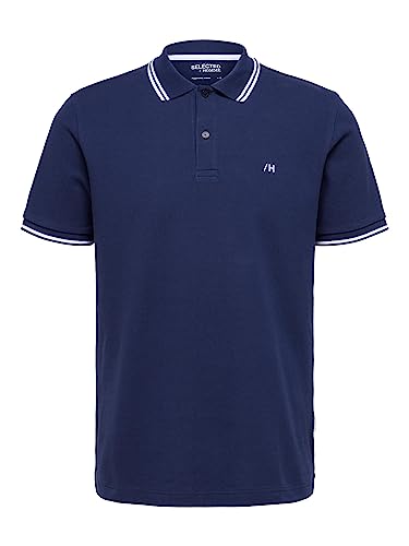SELETED HOMME Men's SLHDANTE Sport SS Polo W NOOS T-Shirt, Navy Blazer, M von SELECTED HOMME