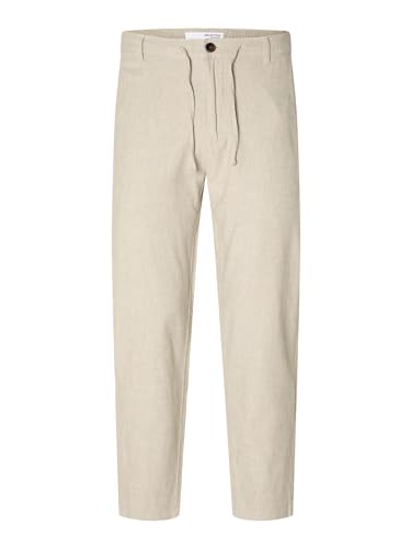 Selected Homme Herren Slh172-slimtape Brody Linen Pant Noos Chinohose, Vetiver/Detail:Mixed W. Oatmeal, M EU von SELETED HOMME